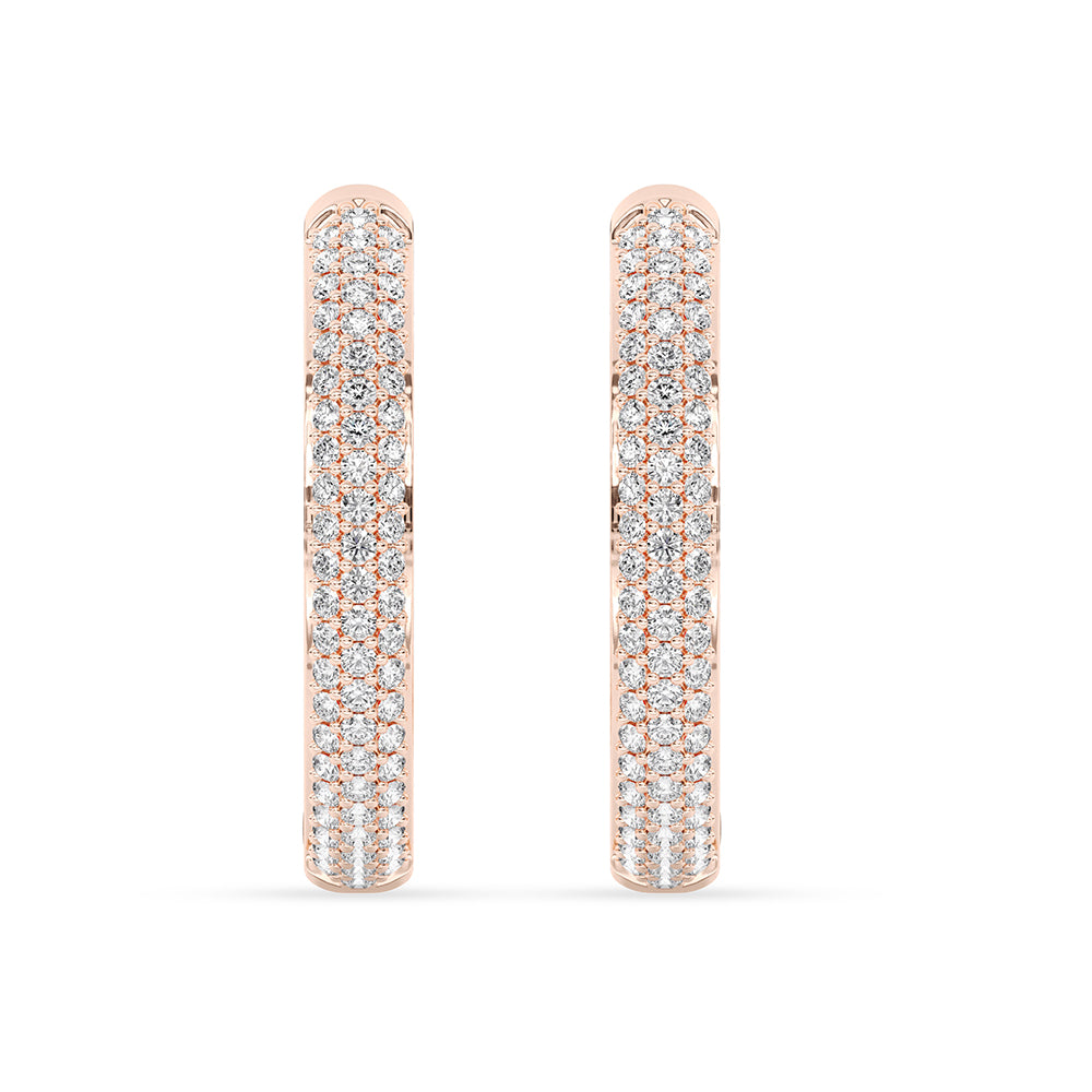 Three Sided Pave Round Hoops 0.65 ctw