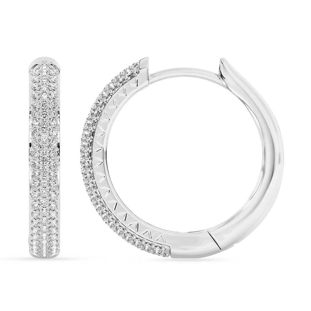 Three Sided Pave Round Hoops 0.65 ctw