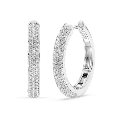 Three Sided Pave Round Hoops 0.65 ctw