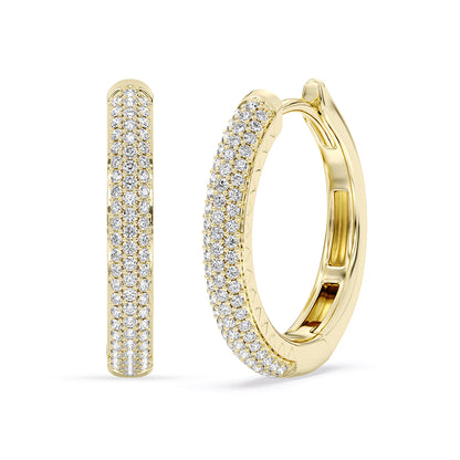 Three Sided Pave Round Hoops 0.65 ctw