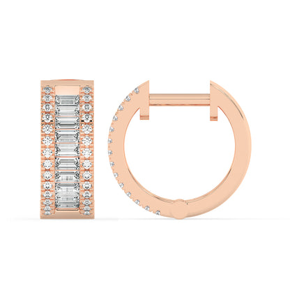 Three Row Baguette and Round Hoops 0.80 ctw