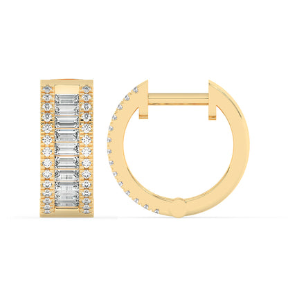 Three Row Baguette and Round Hoops 0.80 ctw