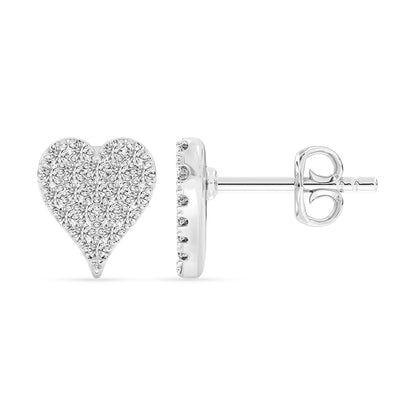 Heart Stud Earrings Push Back 0.25 ctw