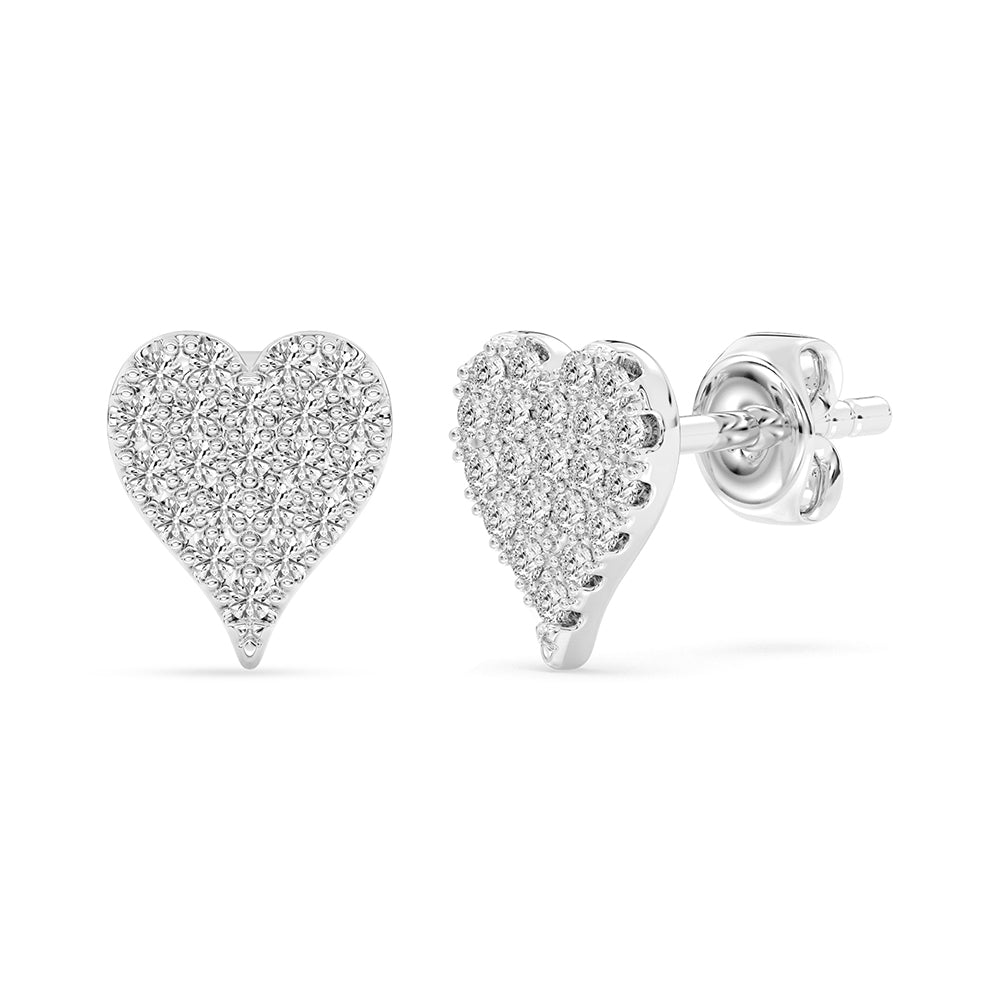 Heart Stud Earrings Push Back 0.25 ctw