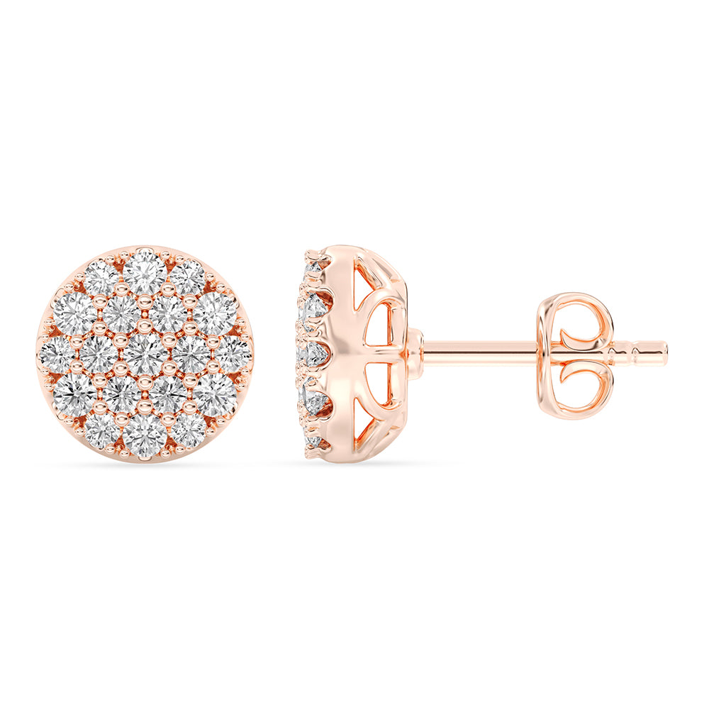 Circle Stud Earrings Push Back 0.48 ctw