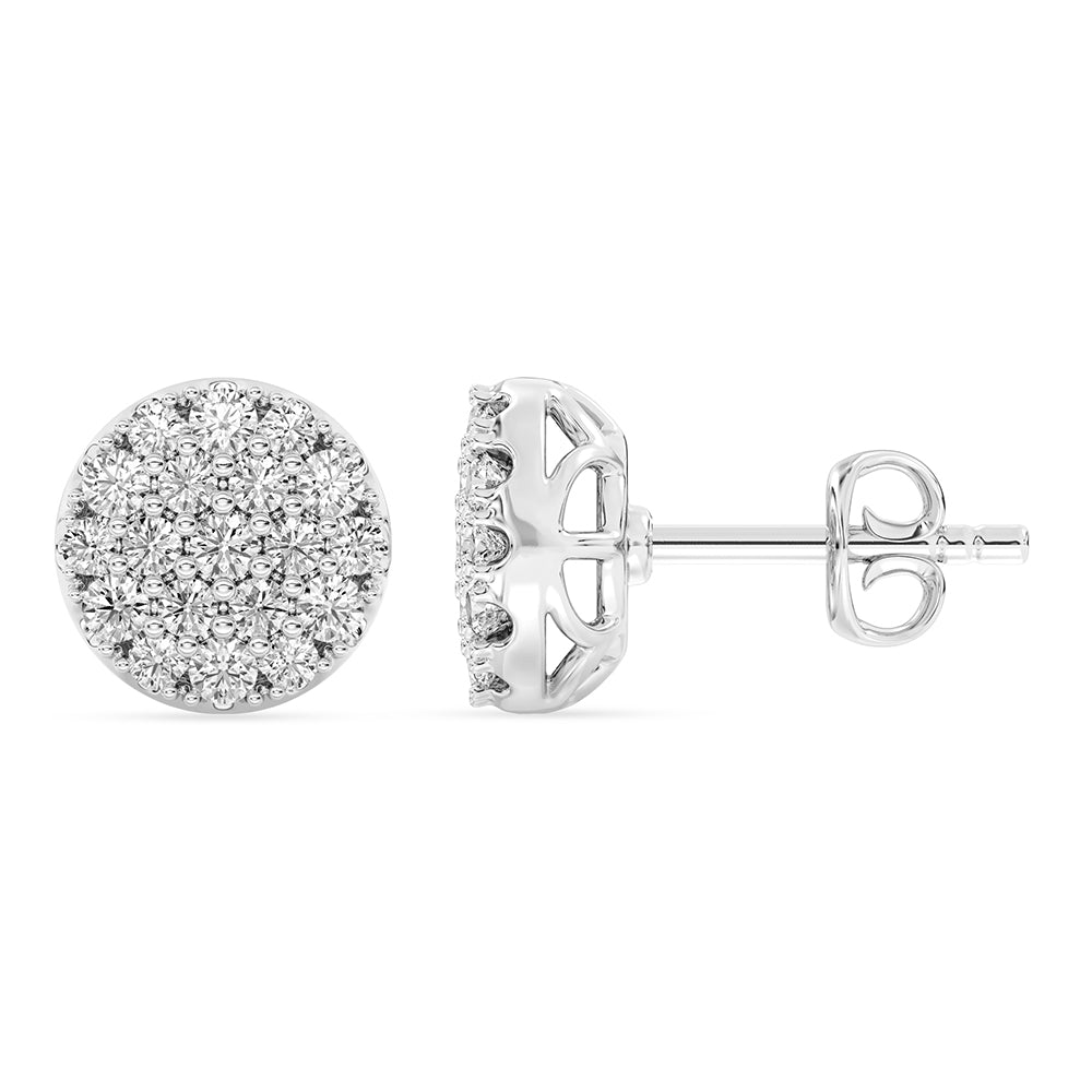 Circle Stud Earrings Push Back 0.48 ctw