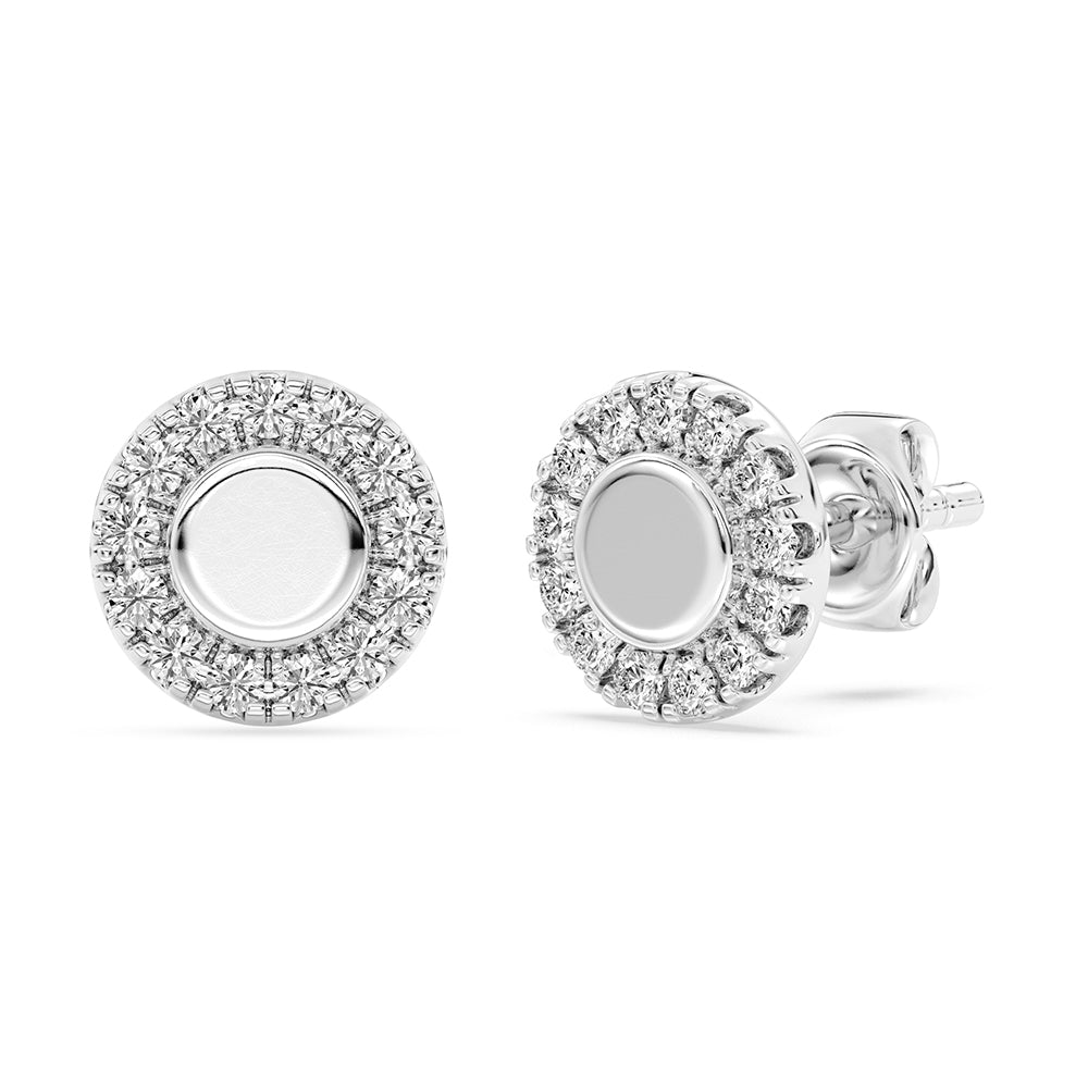 Circle Stud Earrings Push Back 0.13 ctw