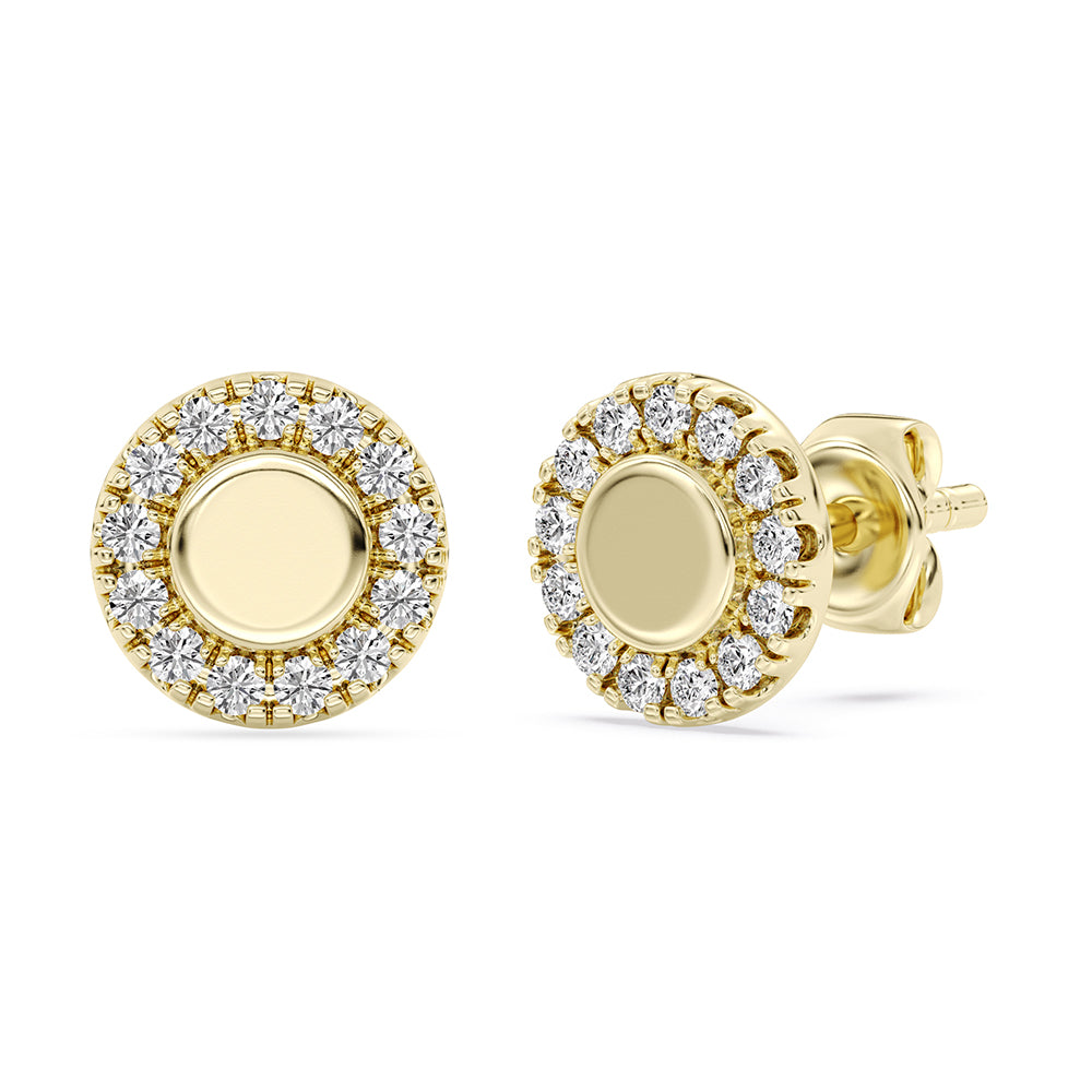 Circle Stud Earrings Push Back 0.13 ctw