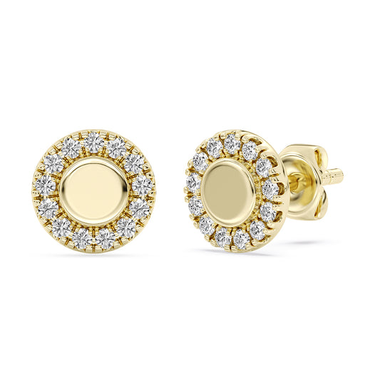 Circle Stud Earrings Push Back 0.13 ctw