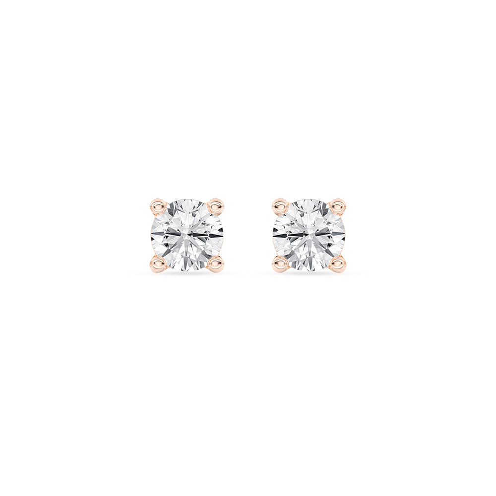 Solitaire Round Stud Earrings Push Back 0.12 ctw