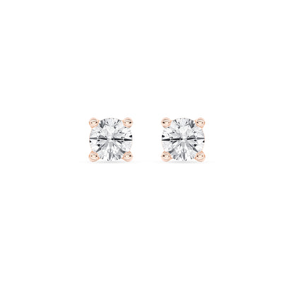 Solitaire Round Stud Earrings Push Back 0.12 ctw