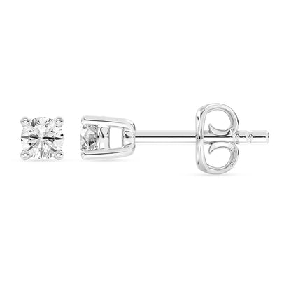 Solitaire Round Stud Earrings Push Back 0.12 ctw