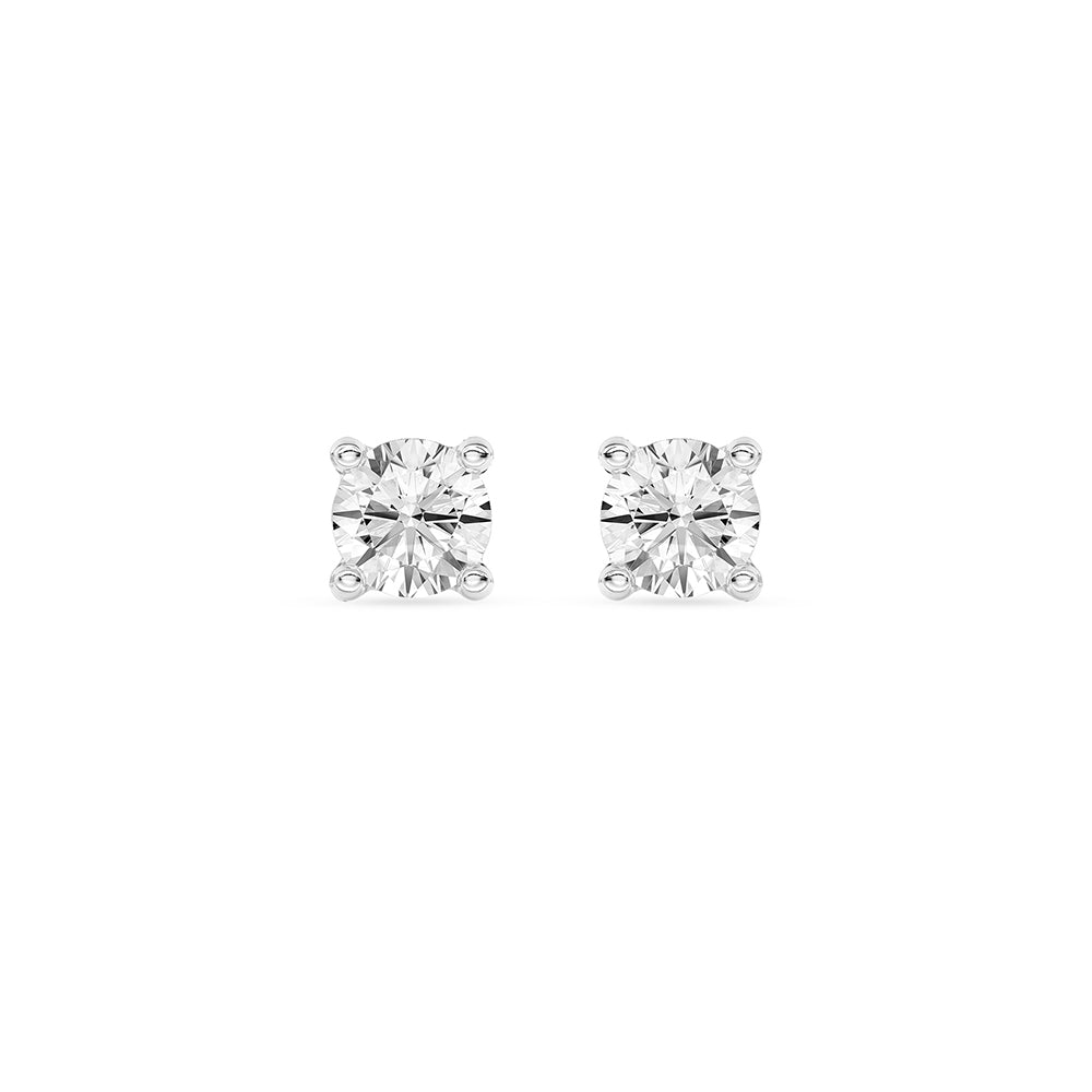 Solitaire Round Stud Earrings Push Back 0.12 ctw