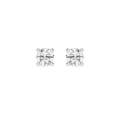 Solitaire Round Stud Earrings Push Back 0.12 ctw