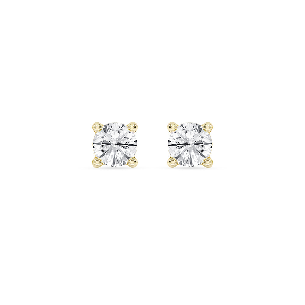 Solitaire Round Stud Earrings Push Back 0.12 ctw