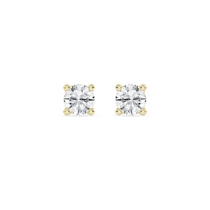 Solitaire Round Stud Earrings Push Back 0.12 ctw