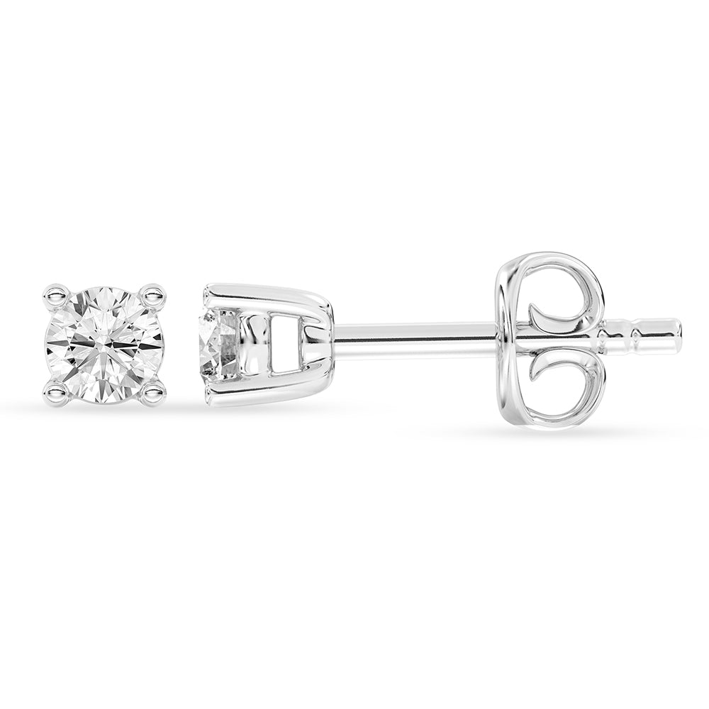 Solitaire Round Stud Earrings Push Back 0.15 ctw