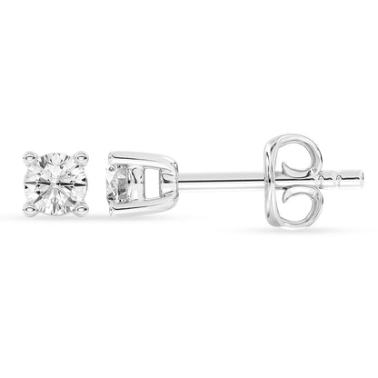 Solitaire Round Stud Earrings Push Back 0.15 ctw