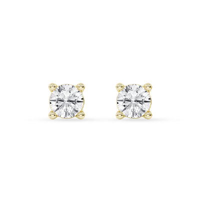 Solitaire Round Stud Earrings Push Back 0.15 ctw