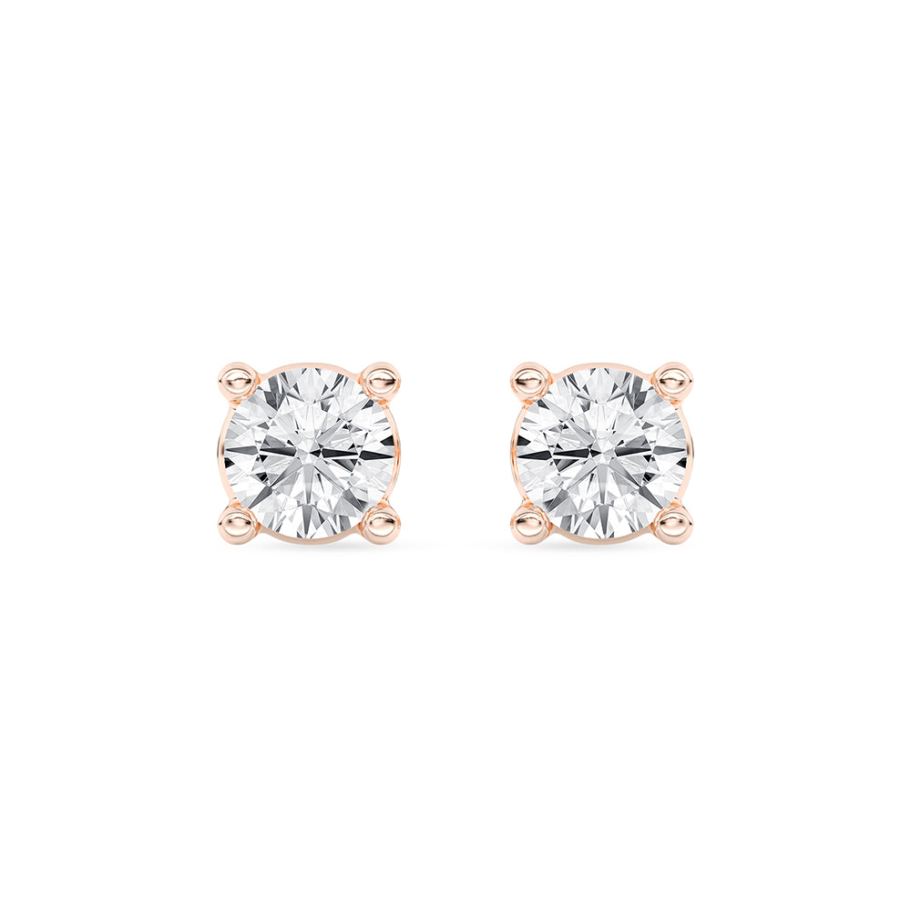 Solitaire Round Stud Earrings Push Back 0.22 ctw