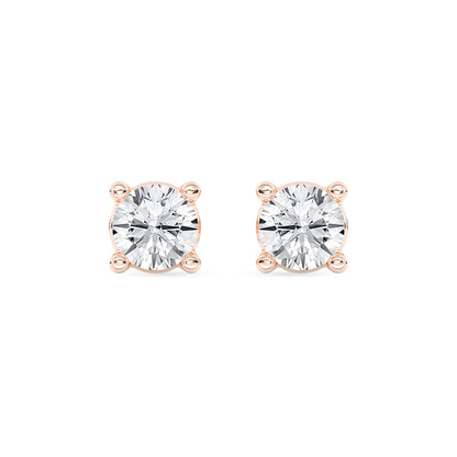 Solitaire Round Stud Earrings Push Back 0.22 ctw