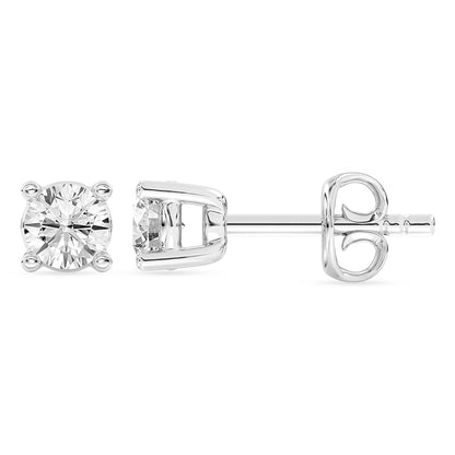 Solitaire Round Stud Earrings Push Back 0.22 ctw