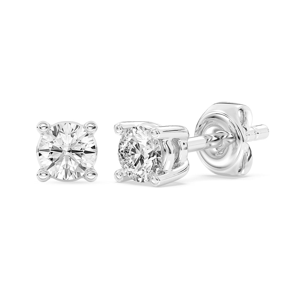 Solitaire Round Stud Earrings Push Back 0.22 ctw