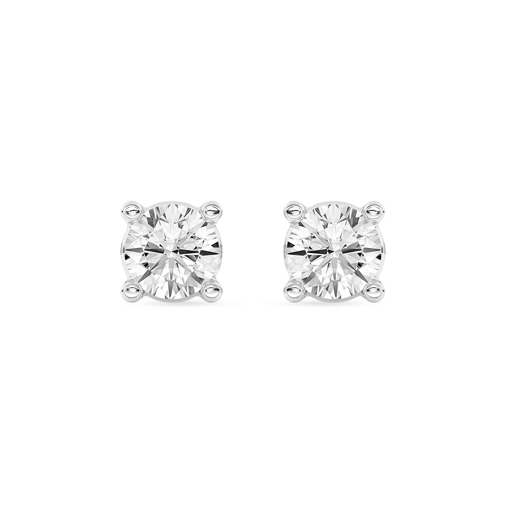 Solitaire Round Stud Earrings Push Back 0.22 ctw