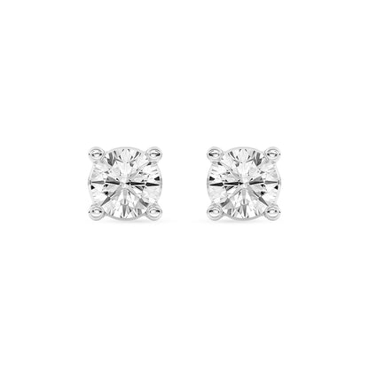 Solitaire Round Stud Earrings Push Back 0.22 ctw