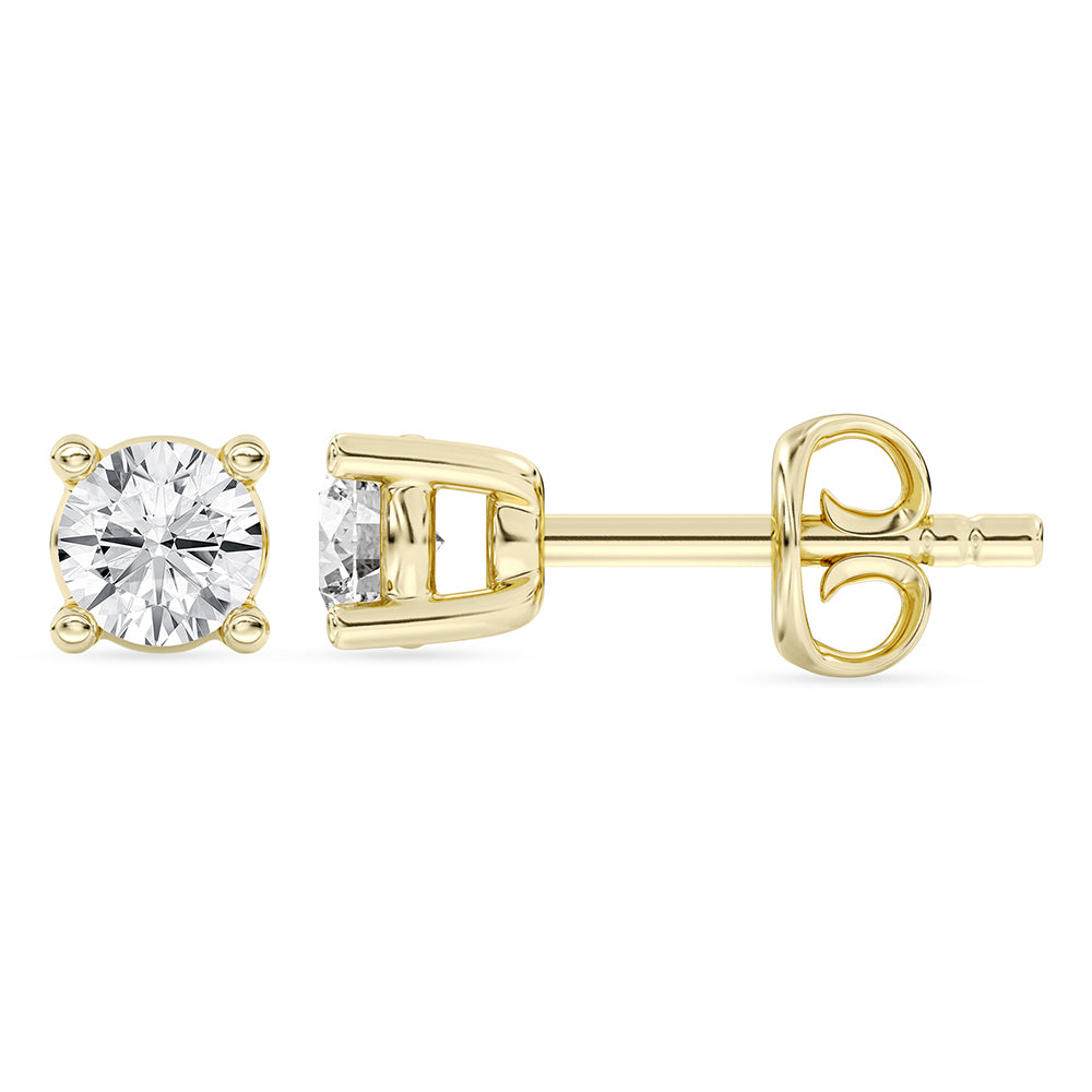 Solitaire Round Stud Earrings Push Back 0.22 ctw