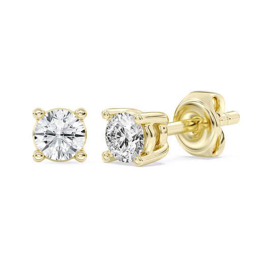 Solitaire Round Stud Earrings Push Back 0.22 ctw