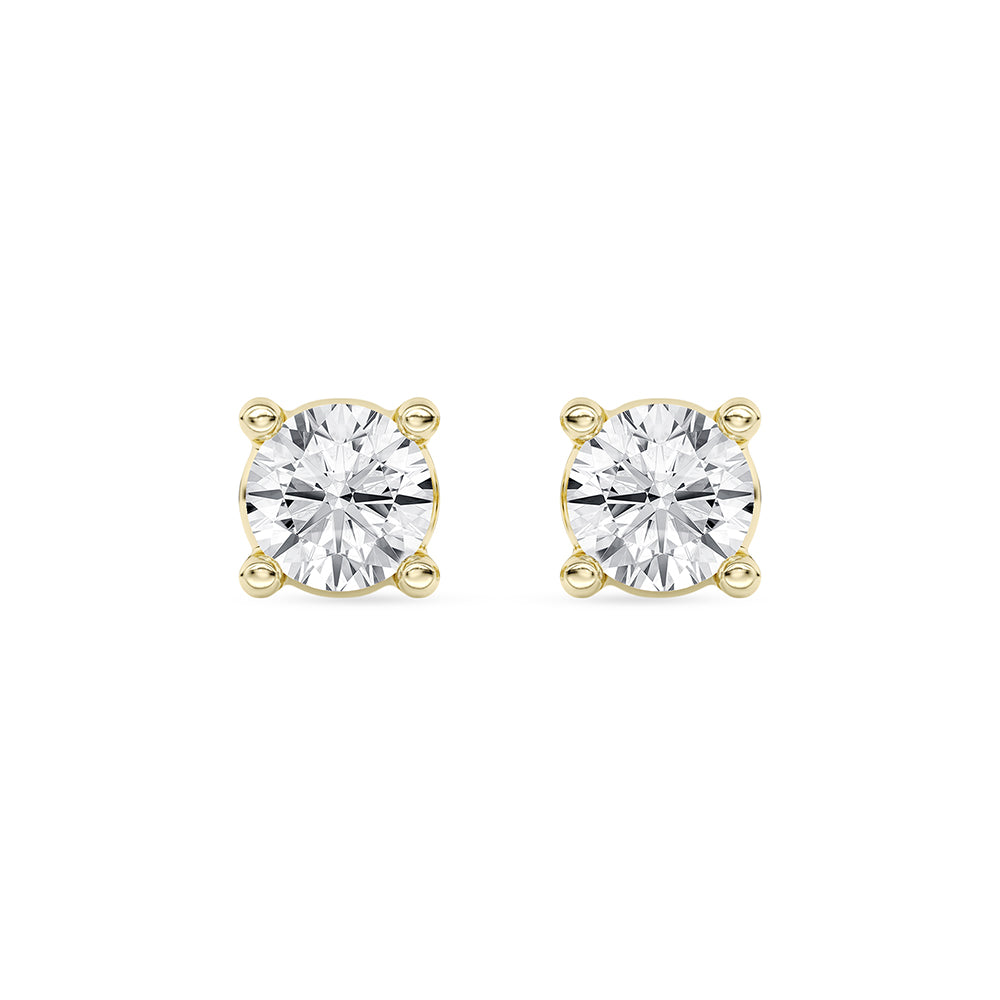 Solitaire Round Stud Earrings Push Back 0.22 ctw