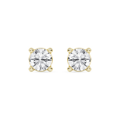 Solitaire Round Stud Earrings Push Back 0.22 ctw