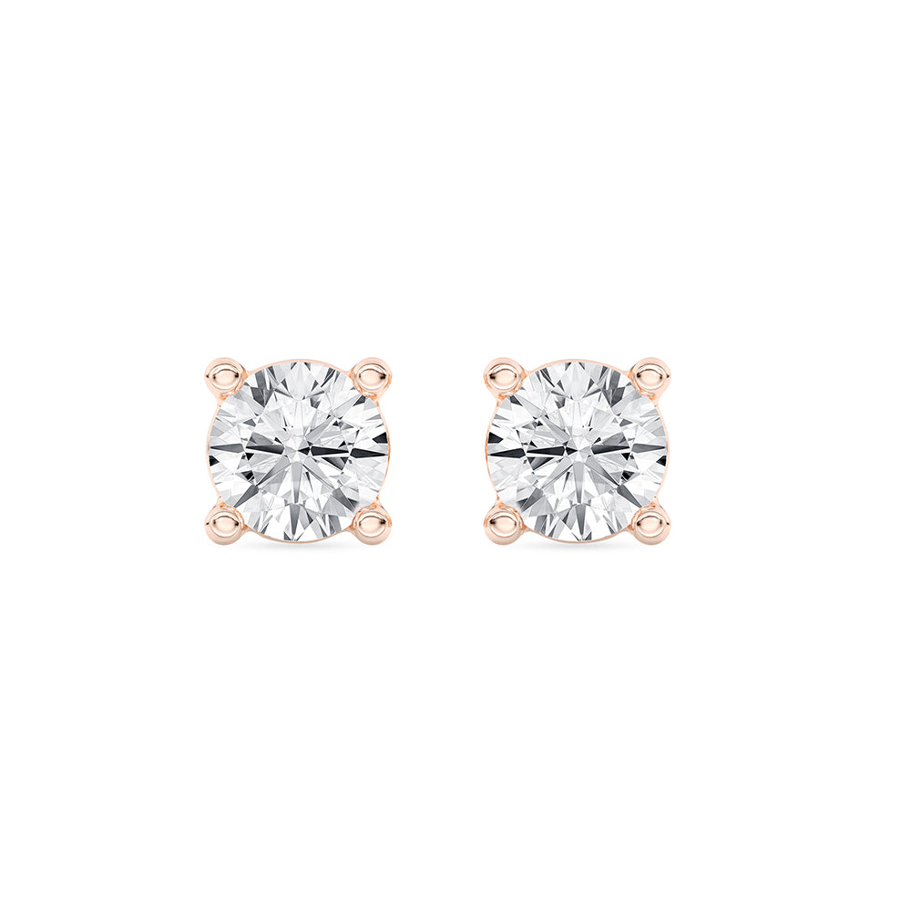 Solitaire Round Stud Earrings Push Back 0.50 ctw