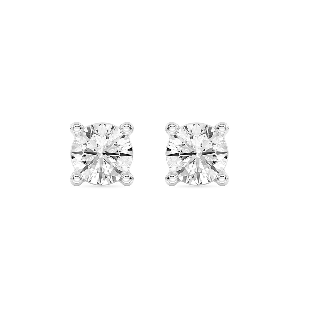 Solitaire Round Stud Earrings Push Back 0.50 ctw