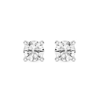 Solitaire Round Stud Earrings Push Back 0.50 ctw