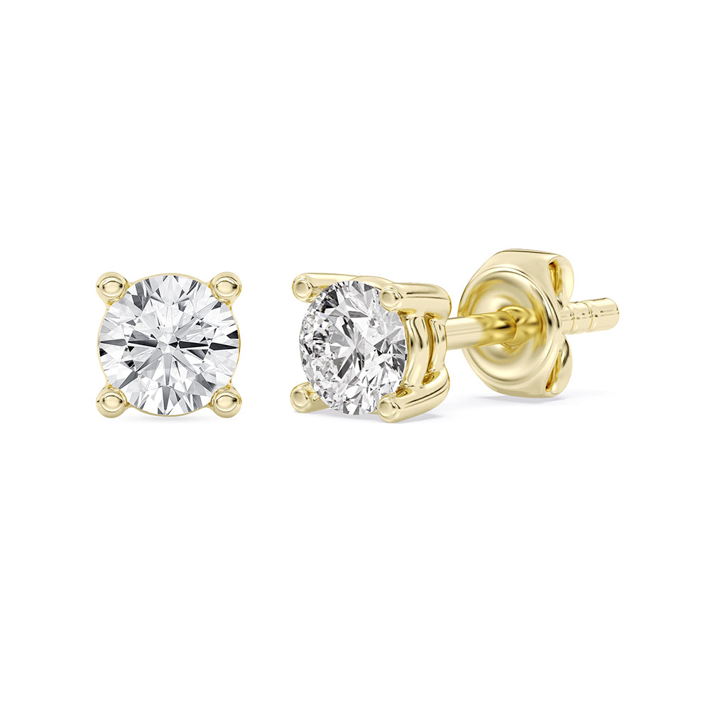 Solitaire Round Stud Earrings Push Back 0.50 ctw