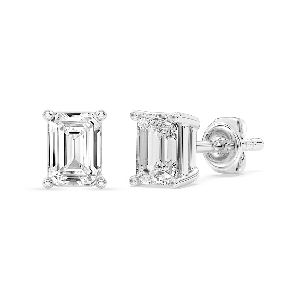 Emerald Stud Earrings Push Back 1.0 ctw