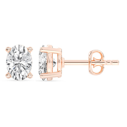 Solitaire Oval Stud Earrings Push Back 1.03 ctw