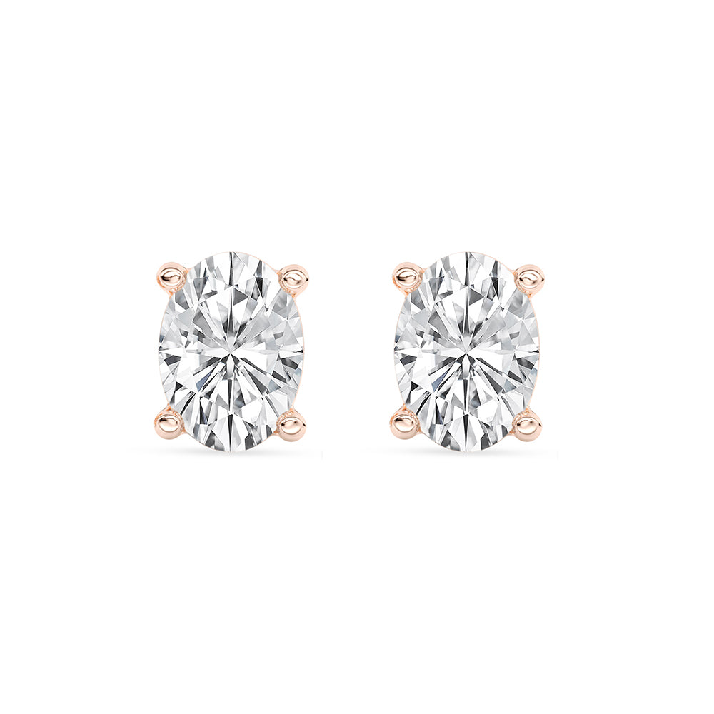 Solitaire Oval Stud Earrings Push Back 1.03 ctw