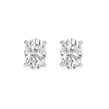 Solitaire Oval Stud Earrings Push Back 1.03 ctw