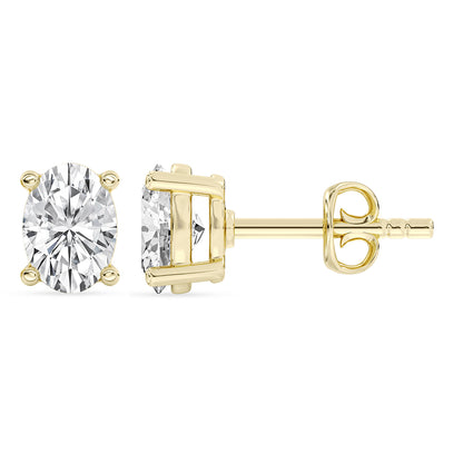 Solitaire Oval Stud Earrings Push Back 1.03 ctw