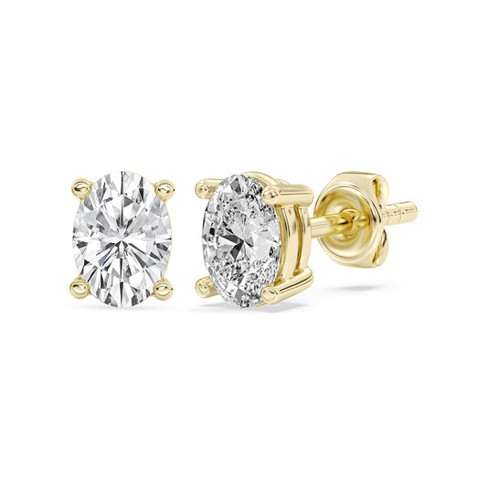 Solitaire Oval Stud Earrings Push Back 1.03 ctw