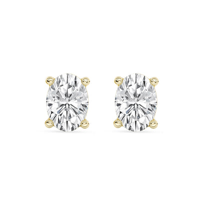 Solitaire Oval Stud Earrings Push Back 1.03 ctw