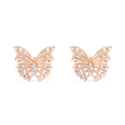 Marquise, Round Butterfly Stud Earrings Push Back 0.23 ctw