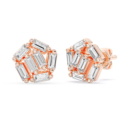 Baguette Stud Earrings Push Back 0.42 ctw