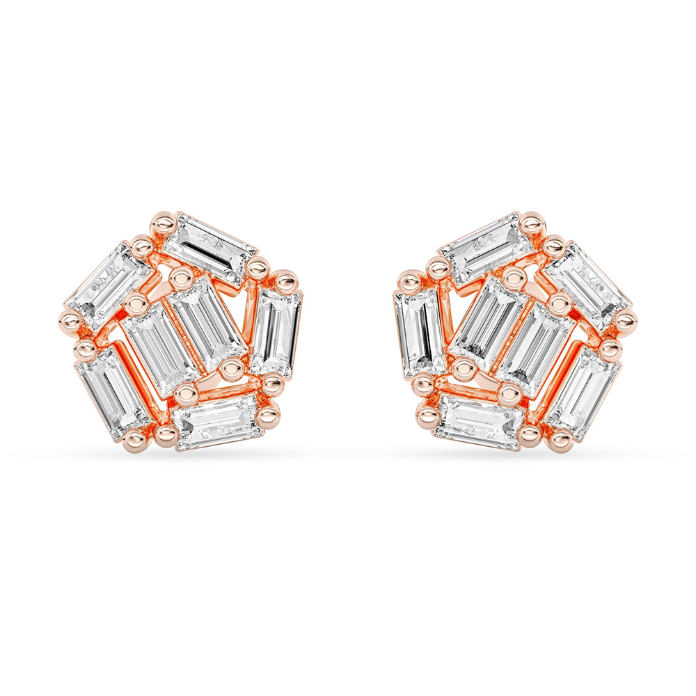 Baguette Stud Earrings Push Back 0.42 ctw