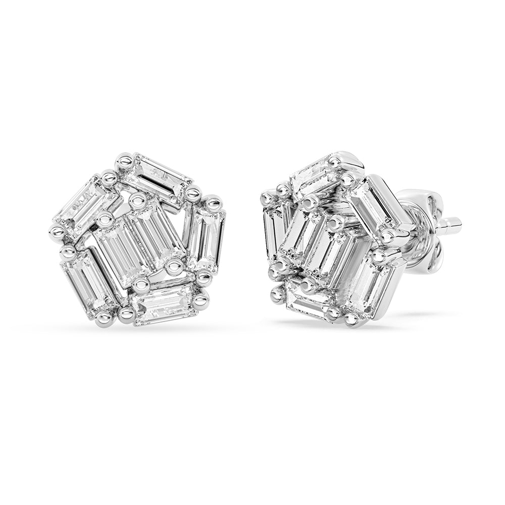 Baguette Stud Earrings Push Back 0.42 ctw