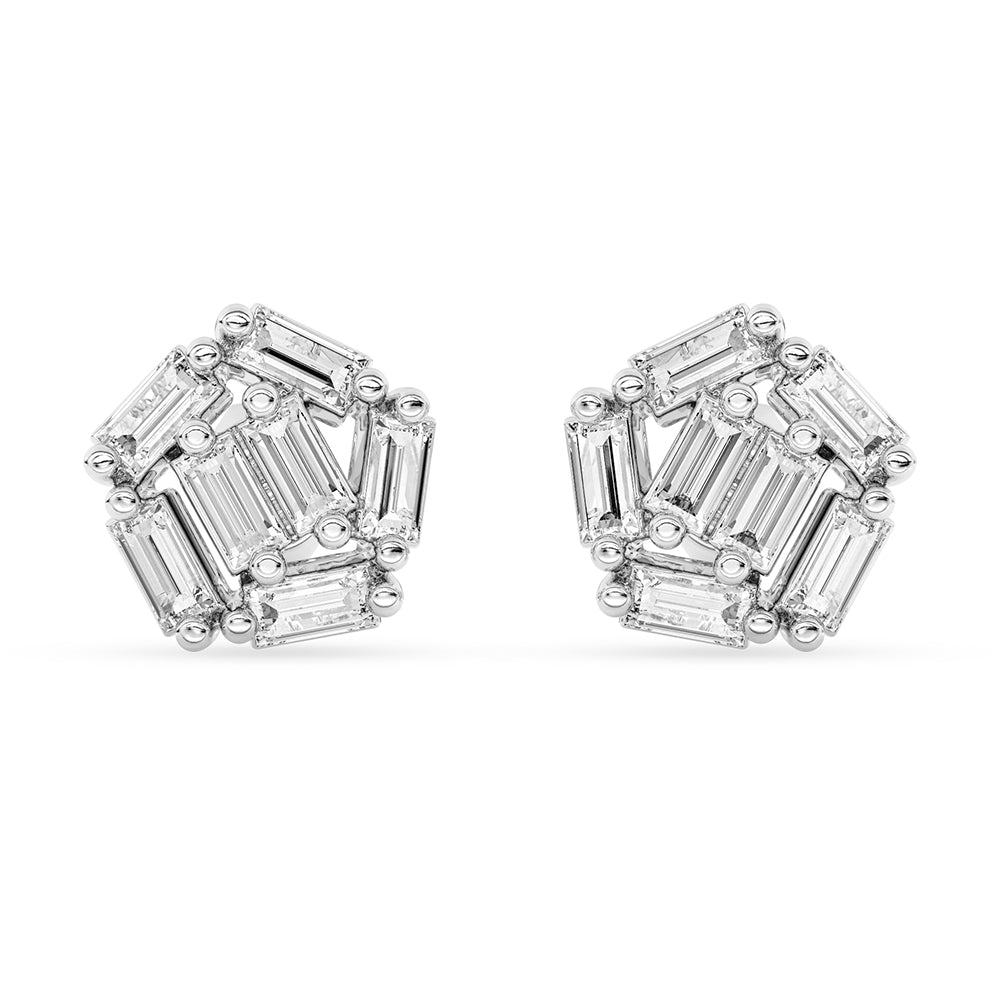 Baguette Stud Earrings Push Back 0.42 ctw