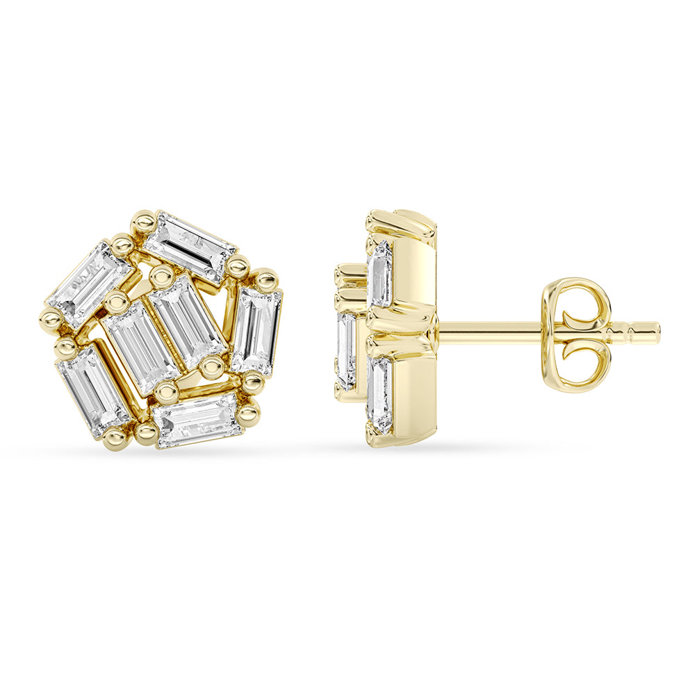 Baguette Stud Earrings Push Back 0.42 ctw